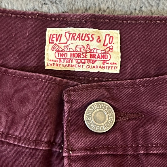 Levi Strauss & Co Two Horse Brand Burgundy Chinos Pants W33 L34 Cotton Blend - Picture 3 of 10